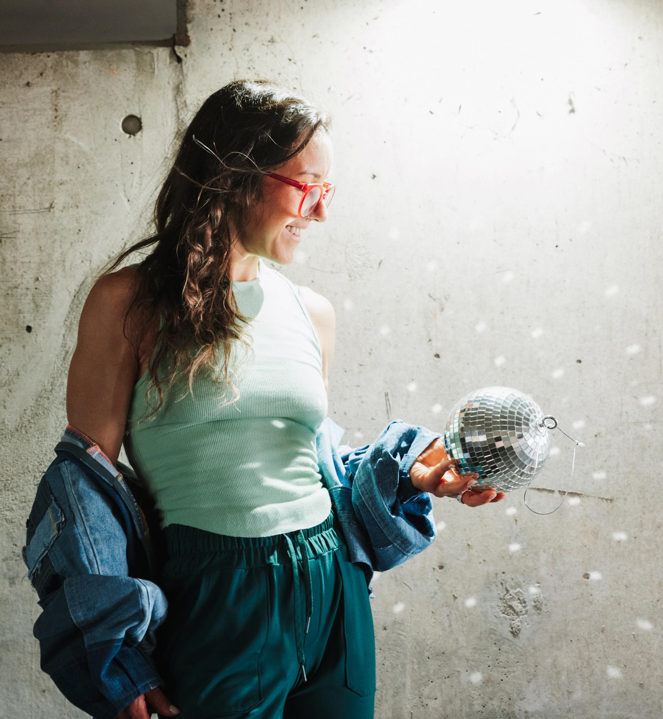 Bianca DiPietro holding disco ball